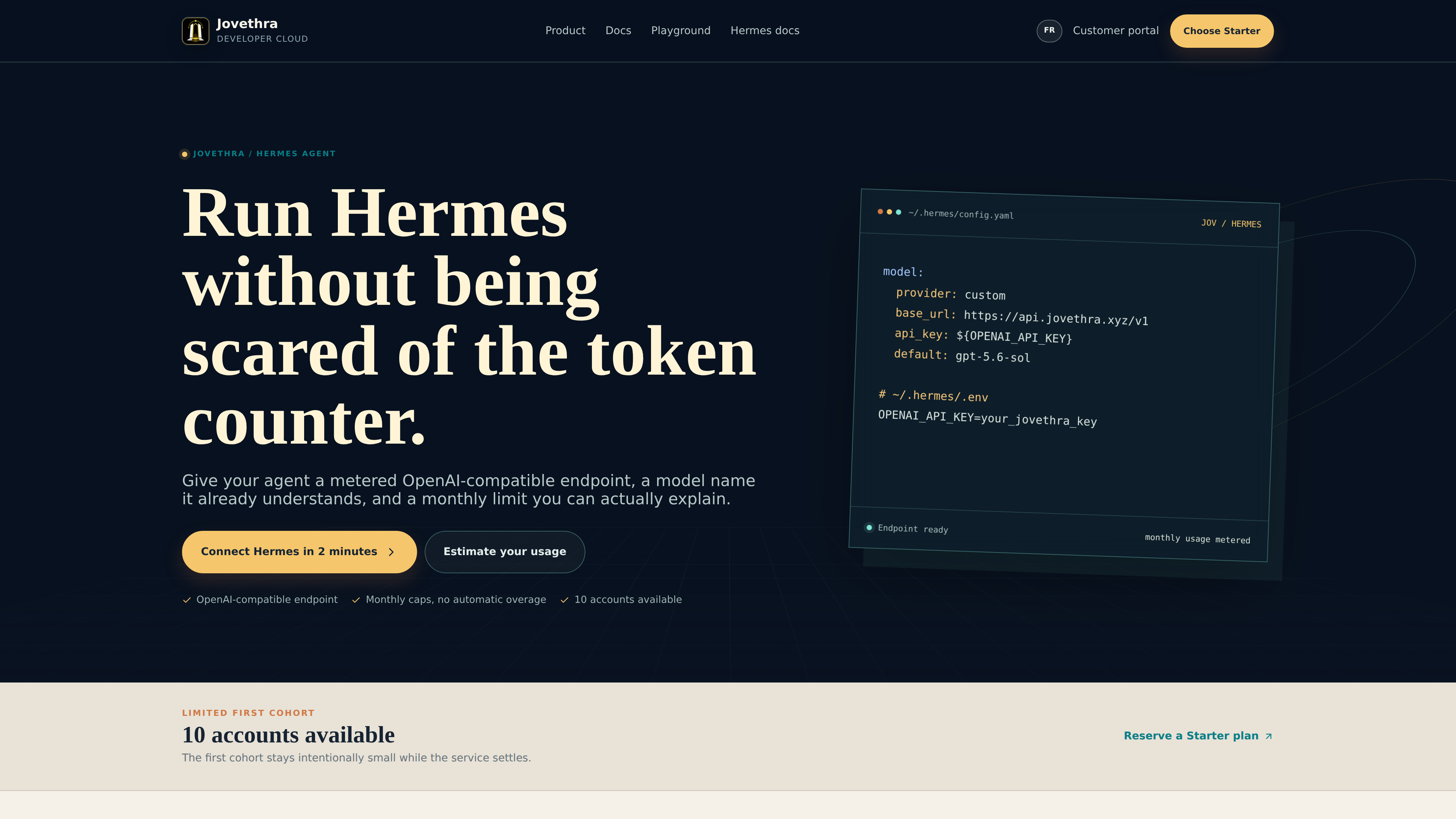 Interface de configuration Hermes sur Jovethra